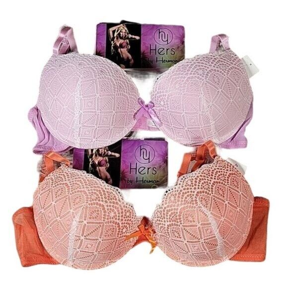 Hers by Herman Lace Bras 2Pc Sz 34C - Picture 1 of 8